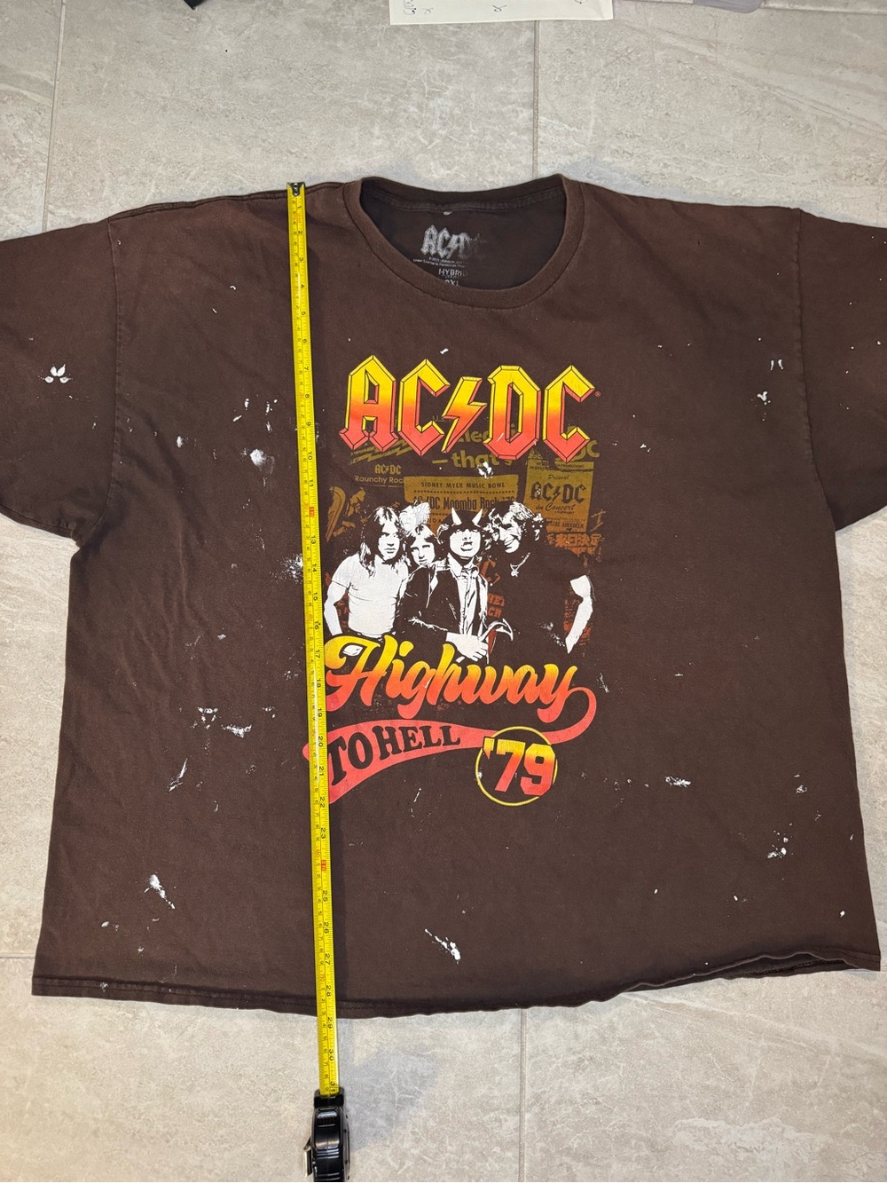 AC/DC Brown T-Shirt with Yellow & Red Highway Graphic